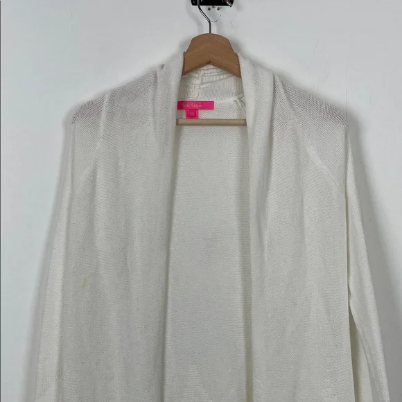 Lilly Pulitzer Tatum Long Sleeve White Women's XS Cardigan Sweater with Fringe - Picture 4 of 9